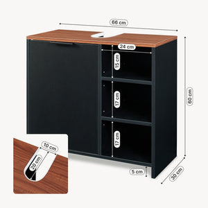 Meuble sous lavabo Trond 60 x 66 x 30 cm noir effet noyer [en.casa]