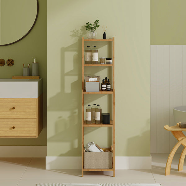 Étagère de salle de bain Anun bambou 128 x 30 x 30 cm naturel [en.casa]
