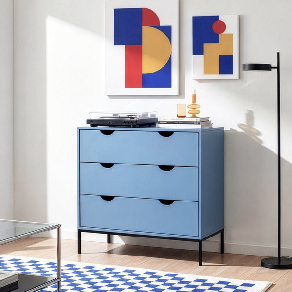 Commode Colwyn 78 x 80 x 40 cm bleu noir [en.casa]