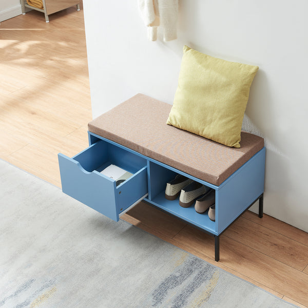 Banc à chaussures Colwyn 80 x 40 x 45 cm bleu [en.casa]