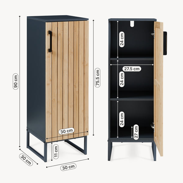 Armoire de salle de bain Svanes 90x30x30 cm Gris foncé/Naturel [en.casa]