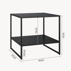 Table d'appoint Salsnes 53x51x51 cm avec étagère Acier Noir [en.casa]
