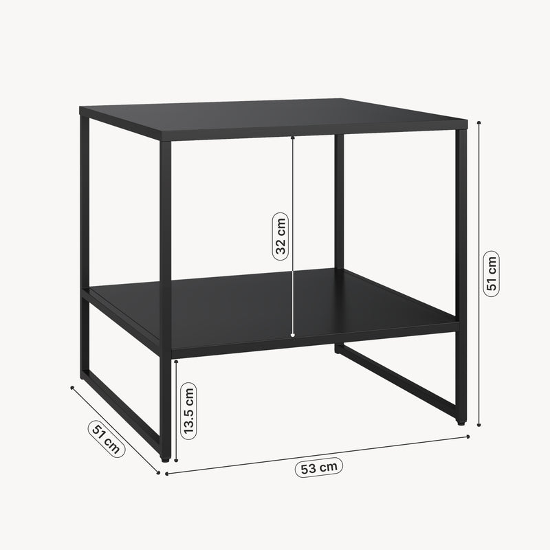 Croquis coté Table d'appoint Salsnes 53 x 51 x 51 cm acier noir [en.casa]