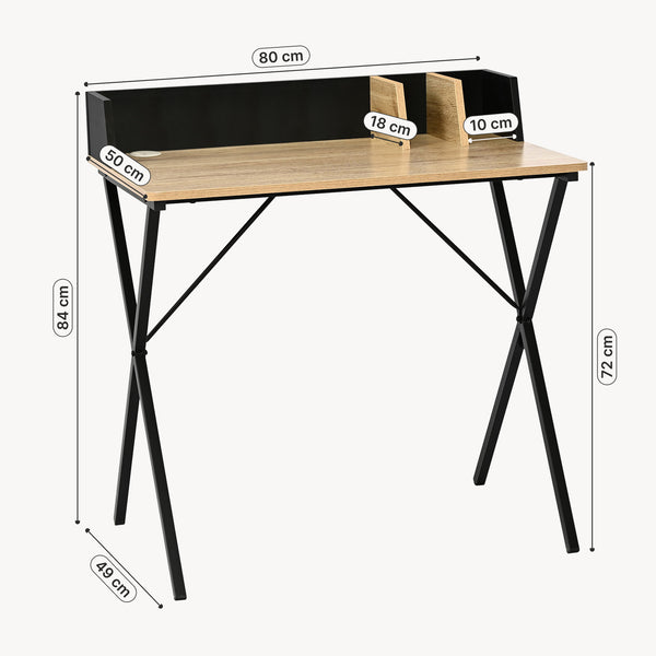 Bureau Kappespoo 84x80x50 cm Noir/Aspect chêne [en.casa]