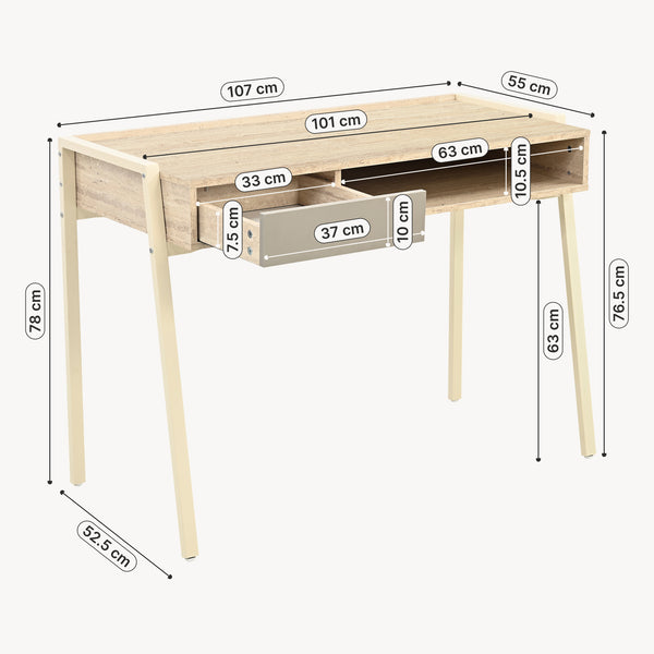 Bureau Boderas 107x55x78 cm Beige/Travertin [en.casa]