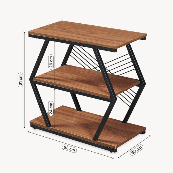 Table d'appoint Nolarg 65 x 30 x 61 cm noir / effet noyer [en.casa]