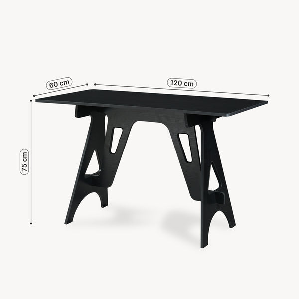 Bureau Bostenenna 120 x 60 x 75 cm noir effet bois veiné [en.casa]