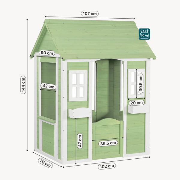 Maisonnette de jeu pour enfants Kuoldsvin bois de pin 44 x 107 x 90 cm vert blanc [en.casa]