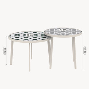 Table de salon d'extérieur Faeto 2 pcs. Plateau en verre Champagne [casa.pro]
