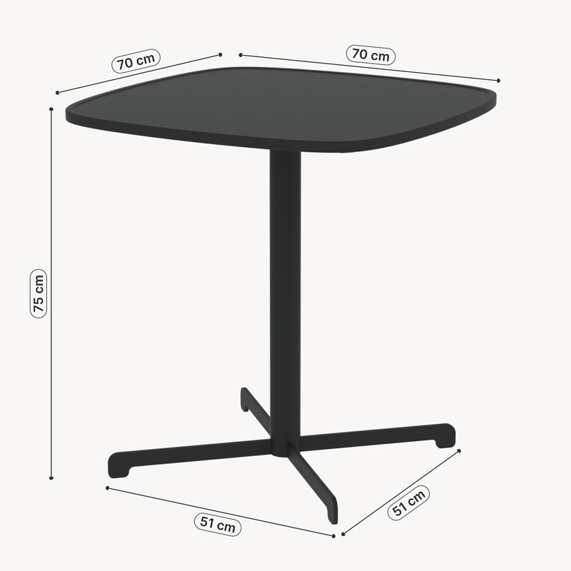 Croquis coté Table bistrot de jardin Foggia acier 75 x 70 x 70 cm gris anthracite casa.pro