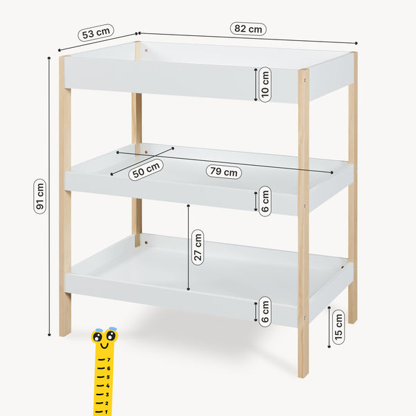 Table à langer Oupilu avec 2 étagères 91x82x53 cm Blanc [en.casa]