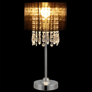 Lampe de table noire [40 cm x Ø20 cm] Lampe de table cristal textile [lux.pro]