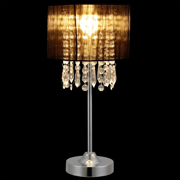 Lampe de table noire [40 cm x Ø20 cm] Lampe de table cristal textile [lux.pro]