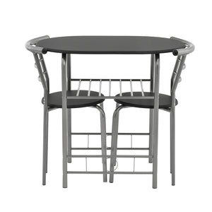 Groupe de repas Yiltornio (ensemble, 3 pièces) Noir/Argent [en.casa]