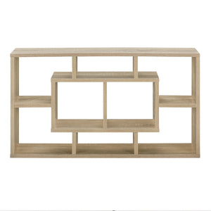 [en.casa] Étagère Murale Design avec 8 Surfaces de Stockage Effet Hêtre 85 x 47,5 x 16 cm