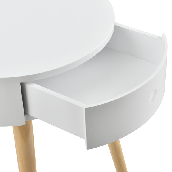 Table de chevet Aurich 50x38x38 cm avec tiroir Design rétro Blanc en.casa
