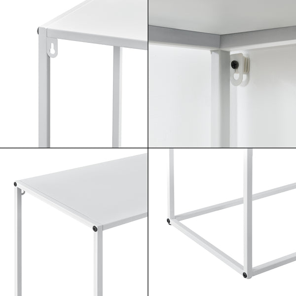 Table Console en Métal Résistant 95 x 110 x 32 cm Blanc Mat [en.casa]