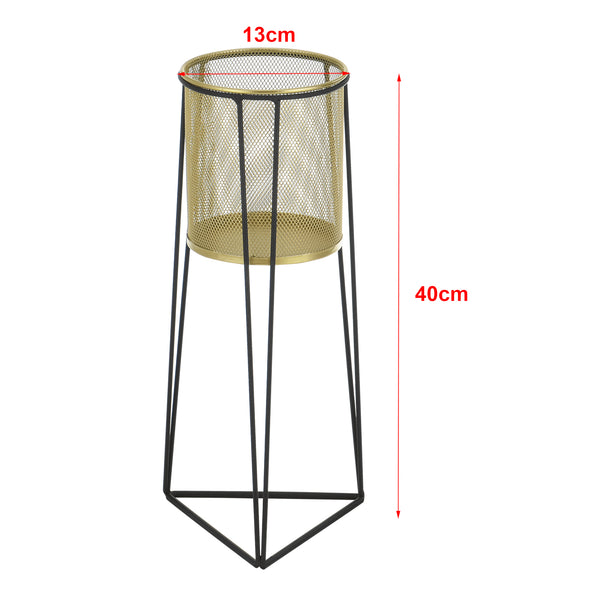 Set de 2 supports pour plantes Roosdaal en métal noir et couleur laiton en.casa