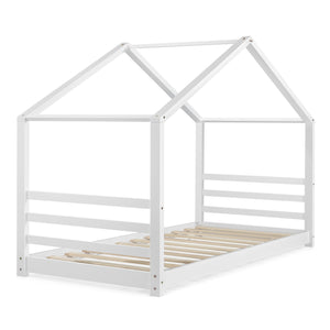 Lit maison Vardø 90x200cm Blanc avec matelas [en.casa]