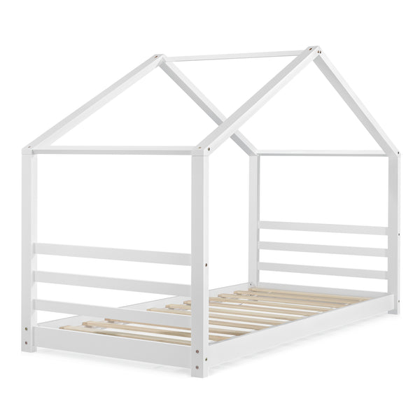 Lit maison Vardø 90x200cm Blanc avec matelas [en.casa]