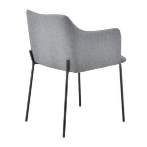 [en.casa] Fauteuil de Salon Rembourrée en Textile Chaise de Salle à Manger Pieds en Métal 76 x 52 x 53 cm Gris et Noir