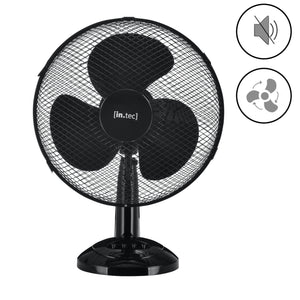 Ventilateur de table Ø 31 cm avec 3 vitesses Oscillant 40W Noir in.tec
