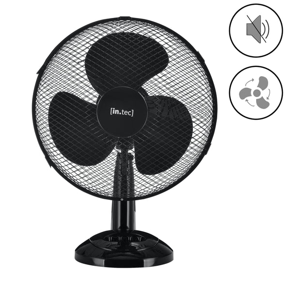 Ventilateur de table Ø 31 cm avec 3 vitesses Oscillant 40W Noir in.tec