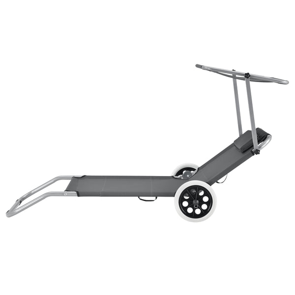Set de 2 chaises longues Falun avec toit et roulettes Anthracite casa.pro
