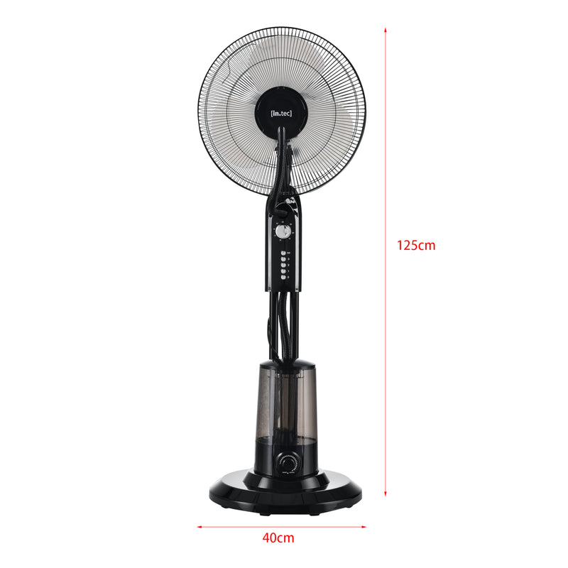 Croquis coté Ventilateur Humidificateur Silencieux sur Pied avec Minuteur Diamètre 40 cm Plastique 125 cm Noir [in.tec]