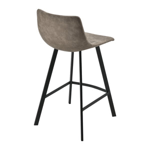 Set de 2 tabourets de bar Edinburgh avec pieds en métal Imitation daim Rembourré Gris foncé en.casa