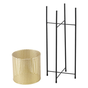 Set de 2 Supports de Plante Mol Noir Doré [en.casa]