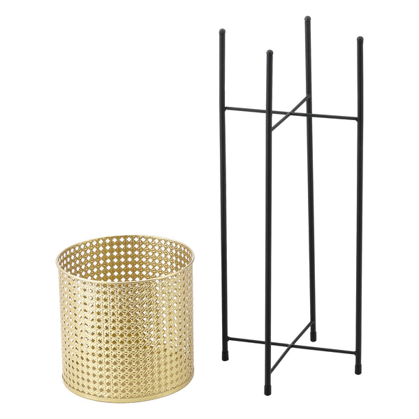 Set de 2 Supports de Plante Mol Noir Doré [en.casa]