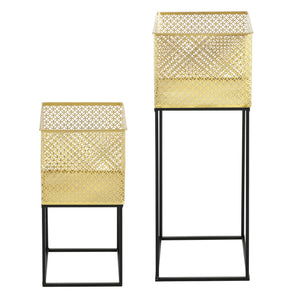 Porte-plantes Juprelle lot de 2 or-noir en.casa