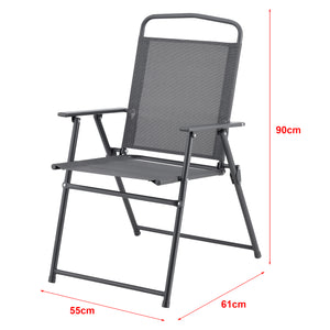 Ensemble de mobilier de jardin Milagro Chaises avec table 4 chaises et parasol Noir Gris foncé en.casa