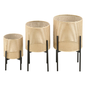 Lot de 3 Supports de Plante Walhain Métal Tailles Différentes Noir Sable [en.casa]