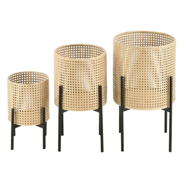 Lot de 3 Supports de Plante Walhain Métal Tailles Différentes Noir Sable [en.casa]