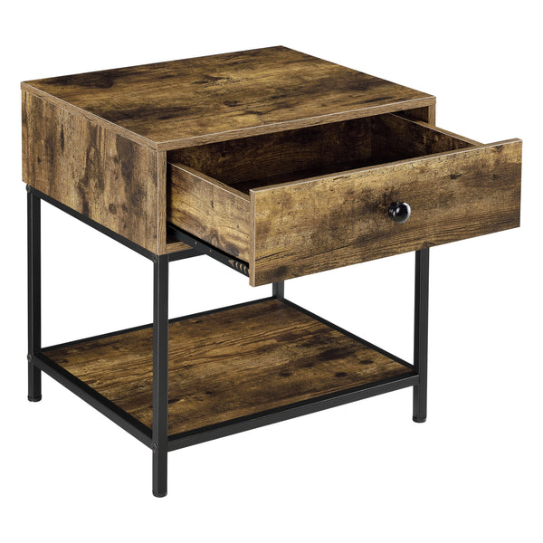 Table Basse Bjuv avec Tiroir et Étagère 49 x 45 x 39 cm Effet Bois Foncé Noir [en.casa]