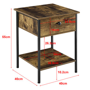 Table Basse Fagersta avec Tiroir et Étagère 55 x 40 x 40 cm Effet Bois Foncé Noir [en.casa]