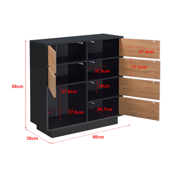 Commode Krokom 88 x 80 x 30 cm Noir Effet Bois Foncé [en.casa]