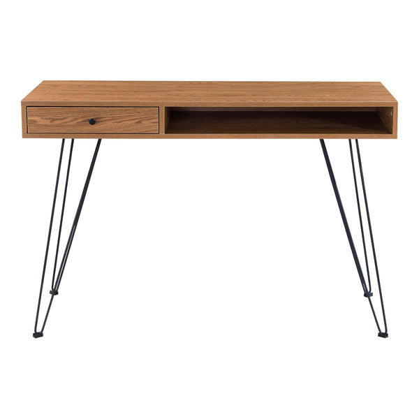 Bureau Munkfors 75x115x48cm Bois foncé/Noir en.casa