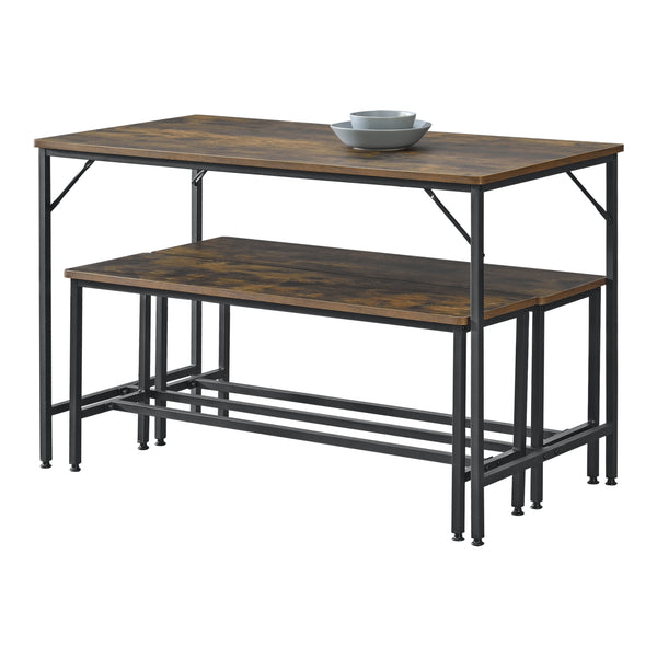 Ensemble table à manger et banc Pajala Noir/Bois foncé en.casa