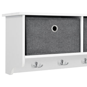 Porte-manteau mural Horsens avec boîtes de rangement 100x20x30cm Blanc/Gris en.casa