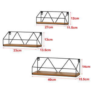 Set de 3 Étagères Kolding de Tailles Différentes Noir Effet Bois Foncé [en.casa]