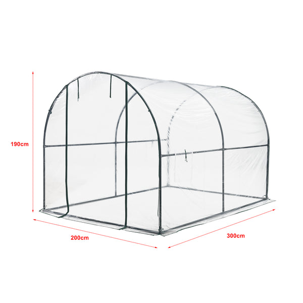 Serre de jardin tunnel Grünwald en acier et PVC 200 x 300 x 190 cm [en.casa]