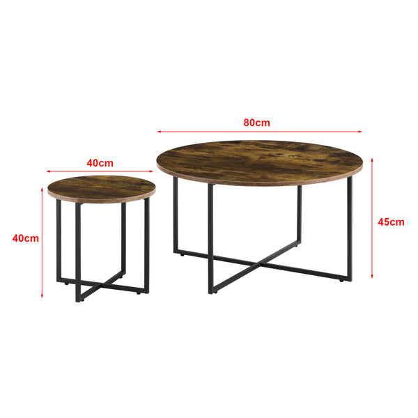 Set de table Härjedalen lot de 2 rond Ton bois foncé [en.casa]