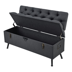 Banquette de rangement Malmöhus siège rabattable gris foncé [en.casa]