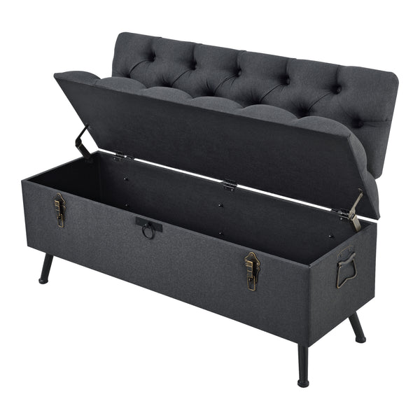 Banquette de rangement Malmöhus siège rabattable gris foncé [en.casa]