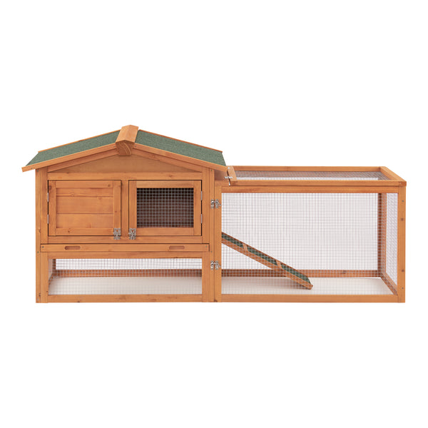 Clapier à lapins Oberursel 68x156x52cm en bois de sapin [en.casa]