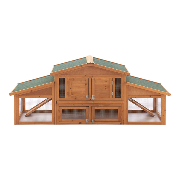 Clapier à lapins Schmitten 72x180x62cm en bois de sapin [en.casa]