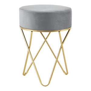 Tabouret rembourré Beveren 45 x 35 cm gris laiton [en.casa]